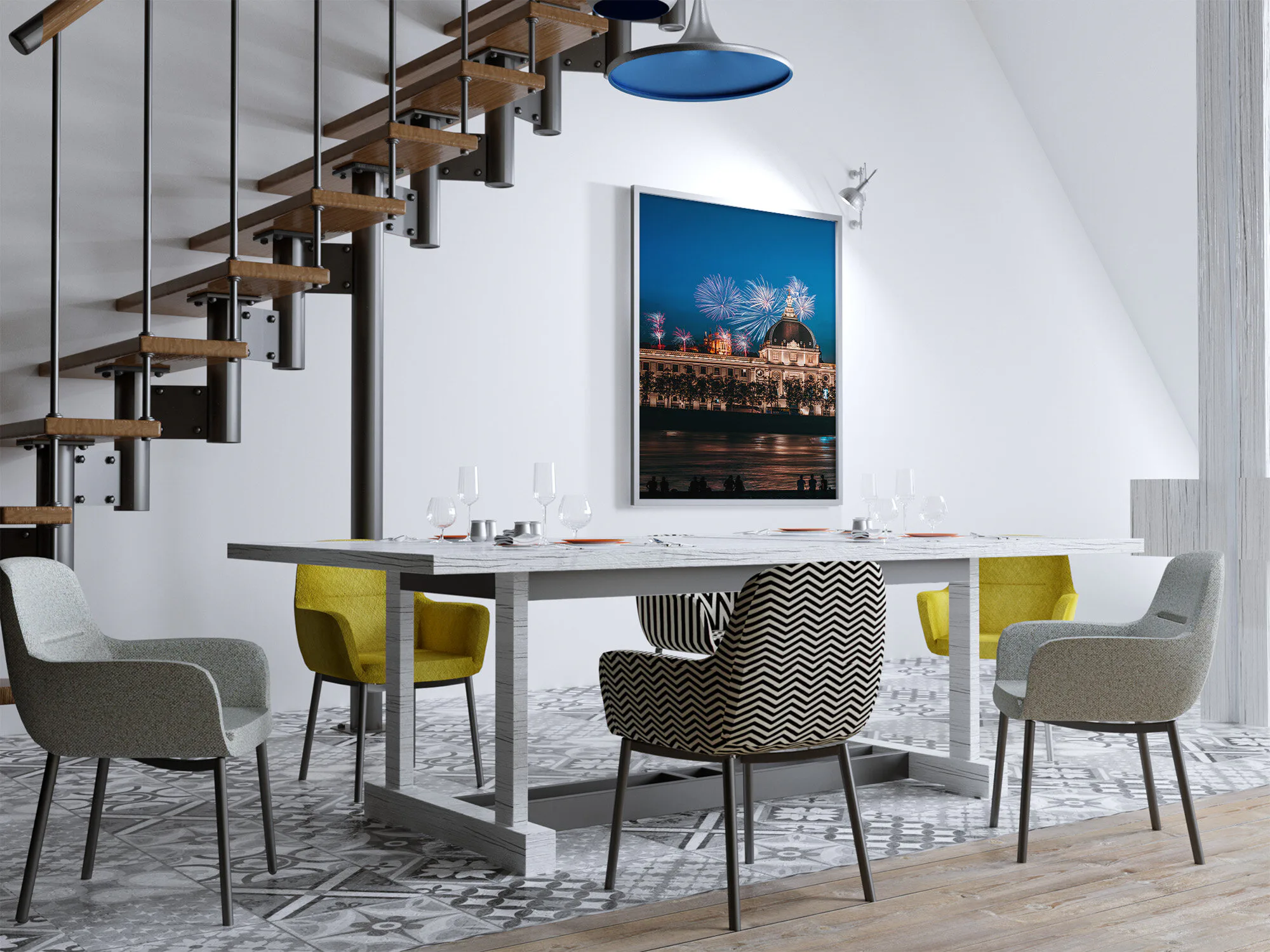 Tirage photo de Lyon « Le 14 » mis en situation dans un intérieur