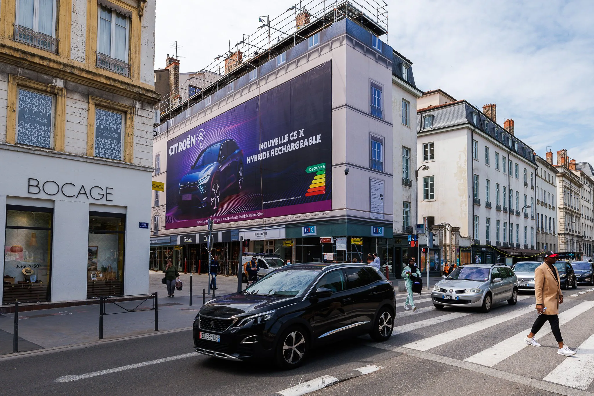 Bâche publicitaire Citroën rue Victor-Hugo, à Lyon