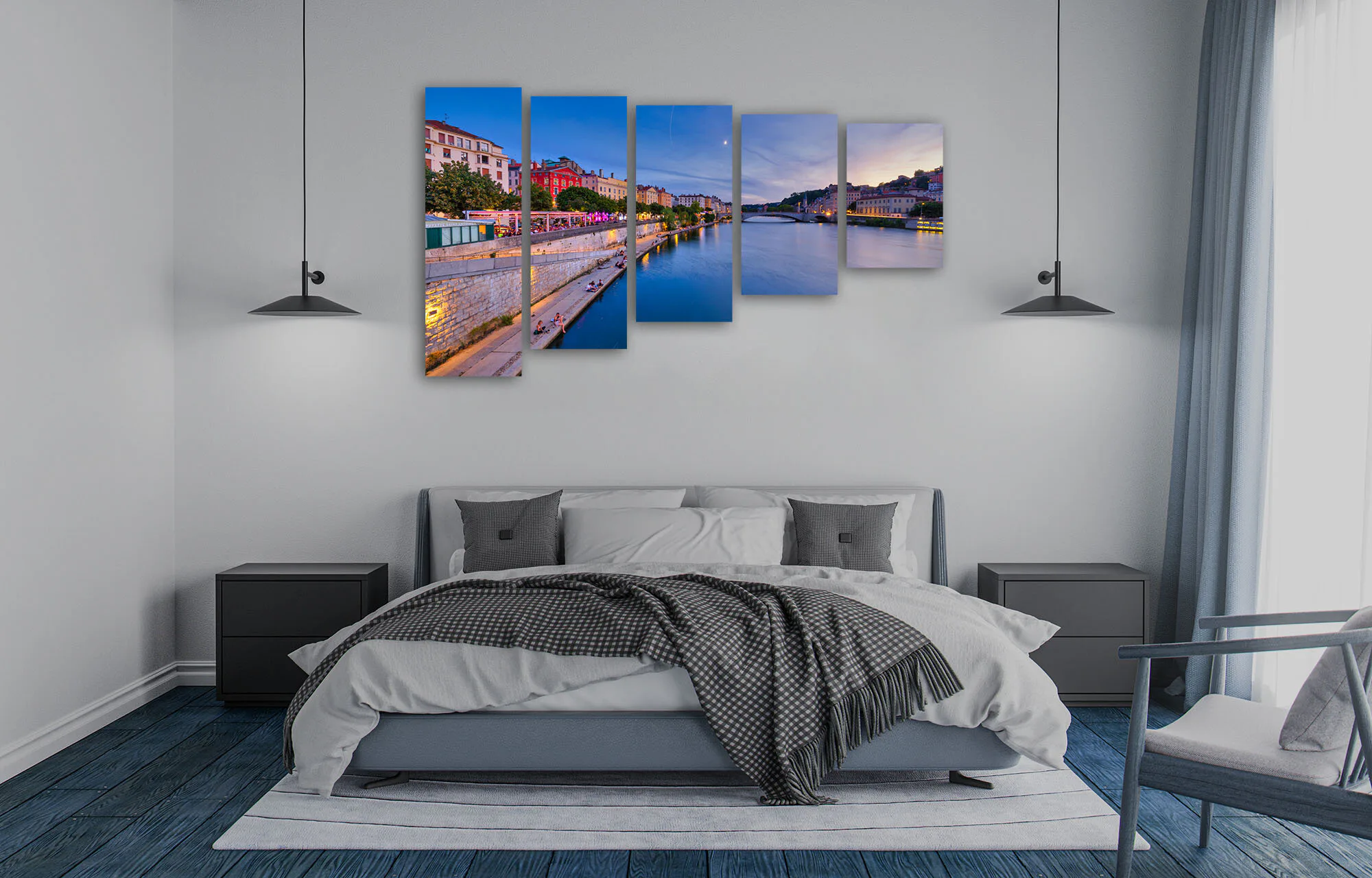 Tirage photo de Lyon « Couleurs du soir sur Saone » mis en situation dans un intérieur
