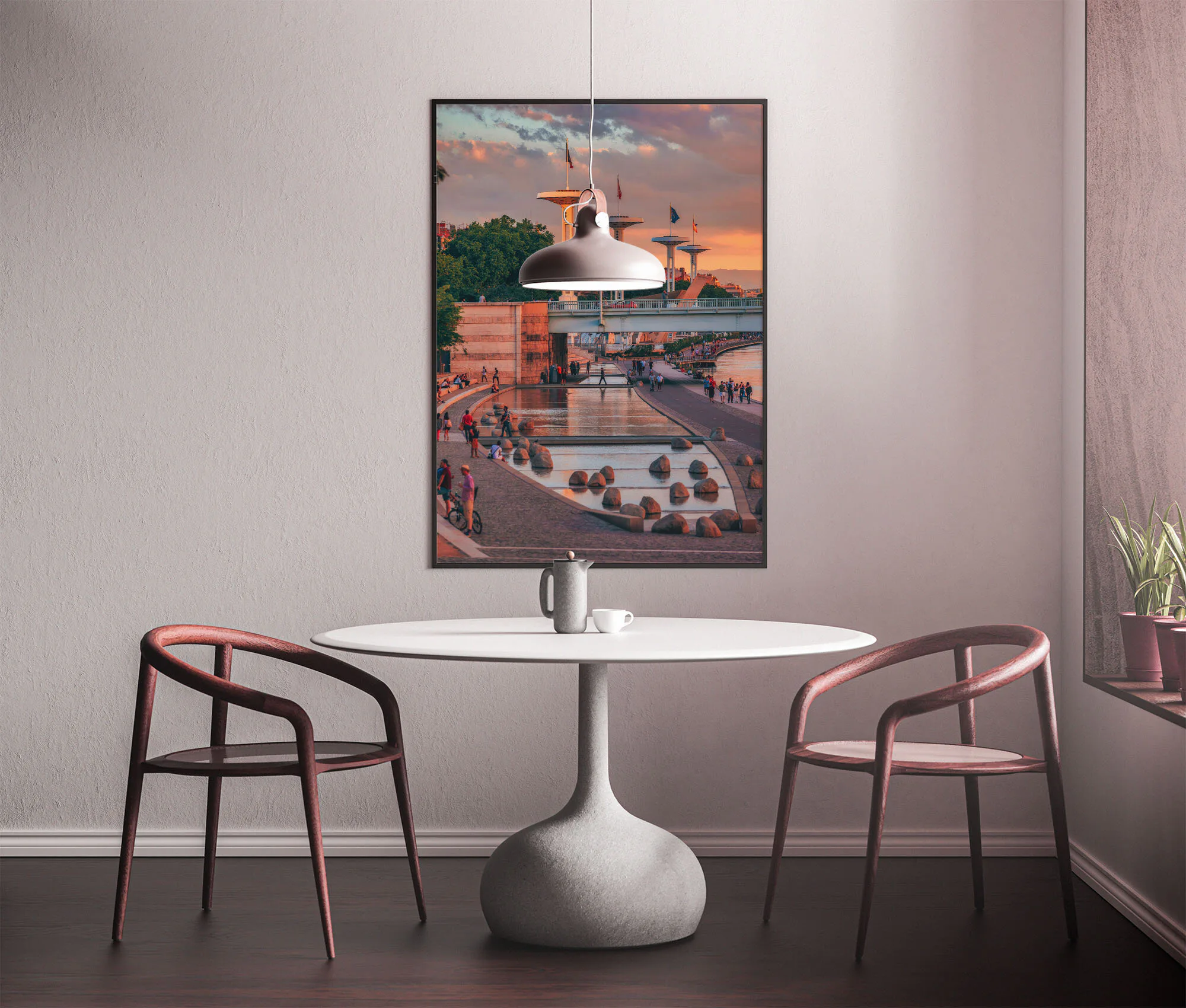 Tirage photo de Lyon « Chacun sa vie » mis en situation dans un intérieur